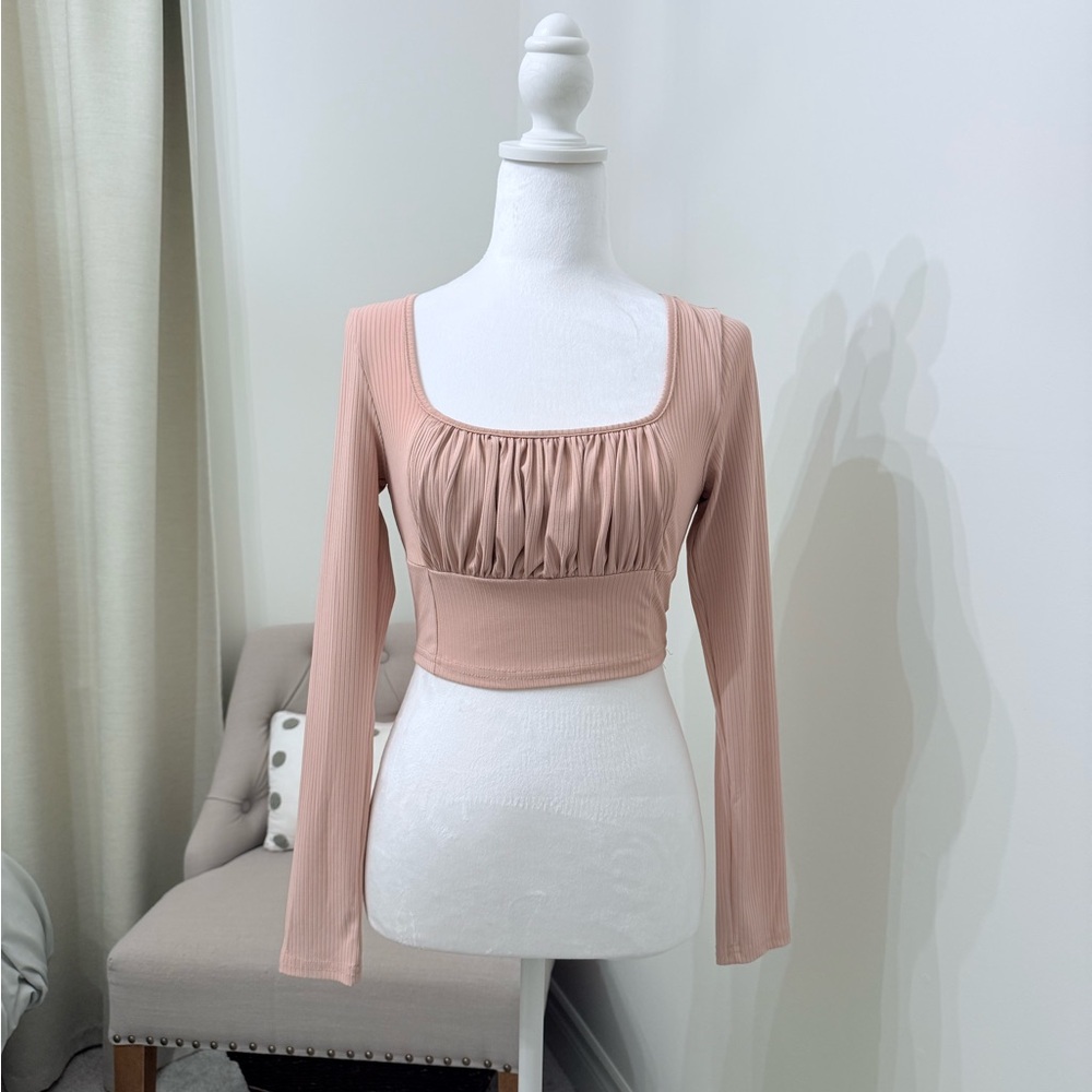 Long Sleeve Ruffle Crop Top